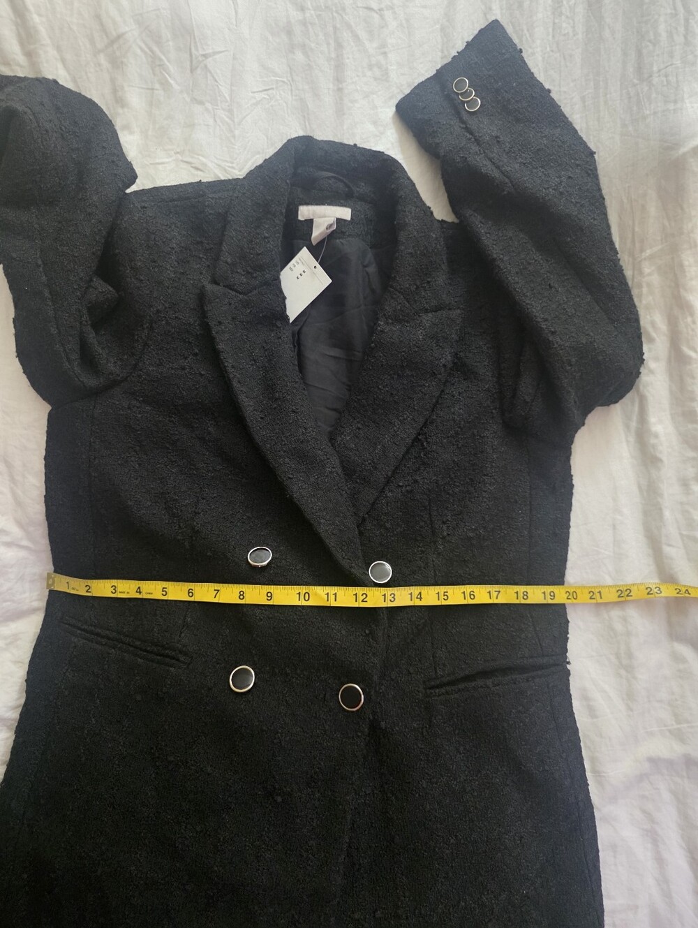 H&m Textured Woven Blazer Sz M Black. Nwt - Picture 5 of 7